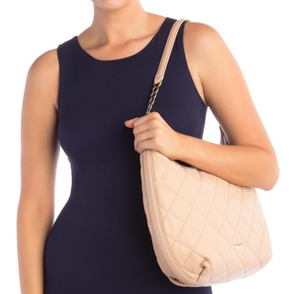 NWT Kate Spade New York Emerson Place Tamsin Cashew/Beige Leather Hobo Bag